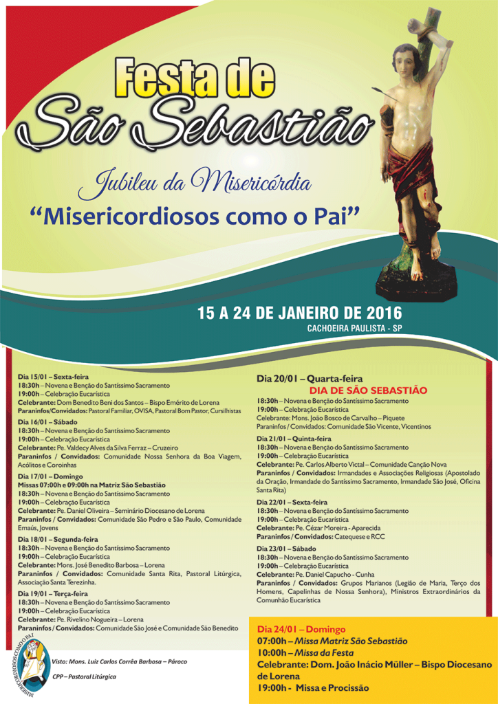 Programação da Festa de São Sebastião em Cachoeira Paulista